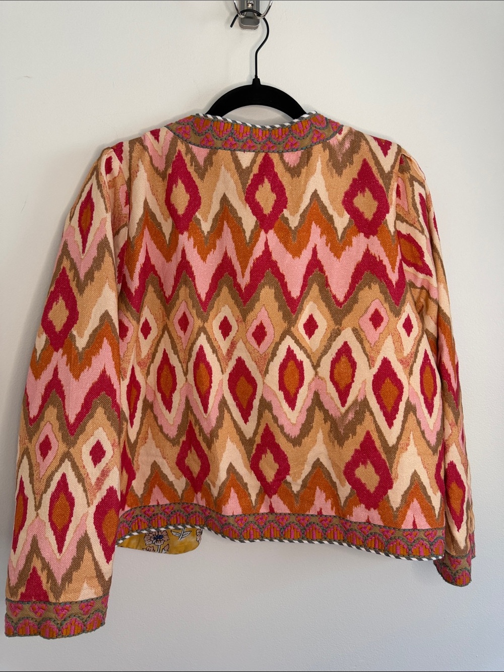 Sundance Amara Jacket Orange Geometric Print Cotton Embroidered Bohemian Large - Picture 6 of 7